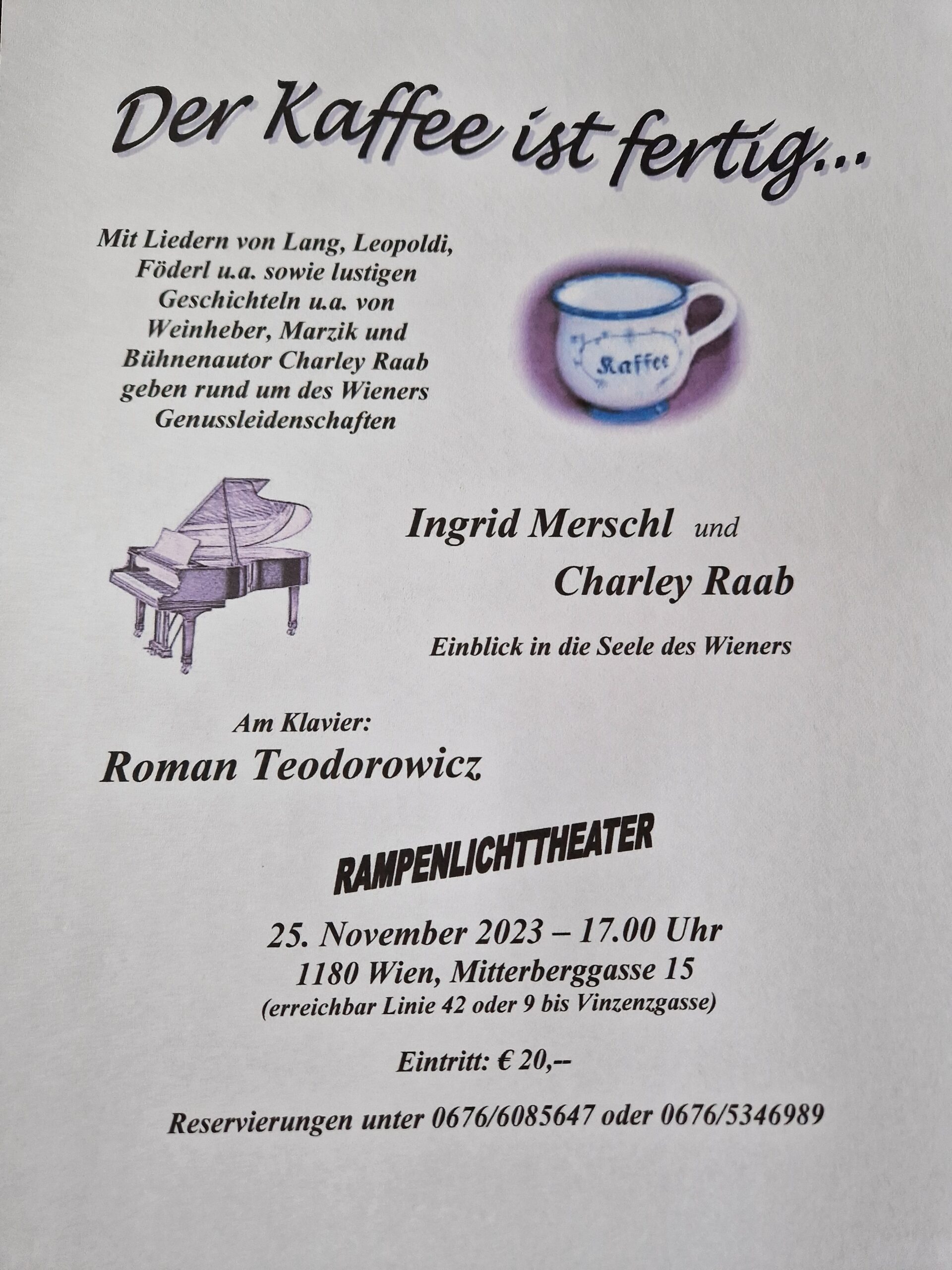 DER KAFFEE IST FERTIG / Veranstaltung verschoben